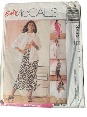 Easy McCall's 3235 Misses' Coat Shirt Pant Skirt Sewing Pattern Size 12-14-16 20